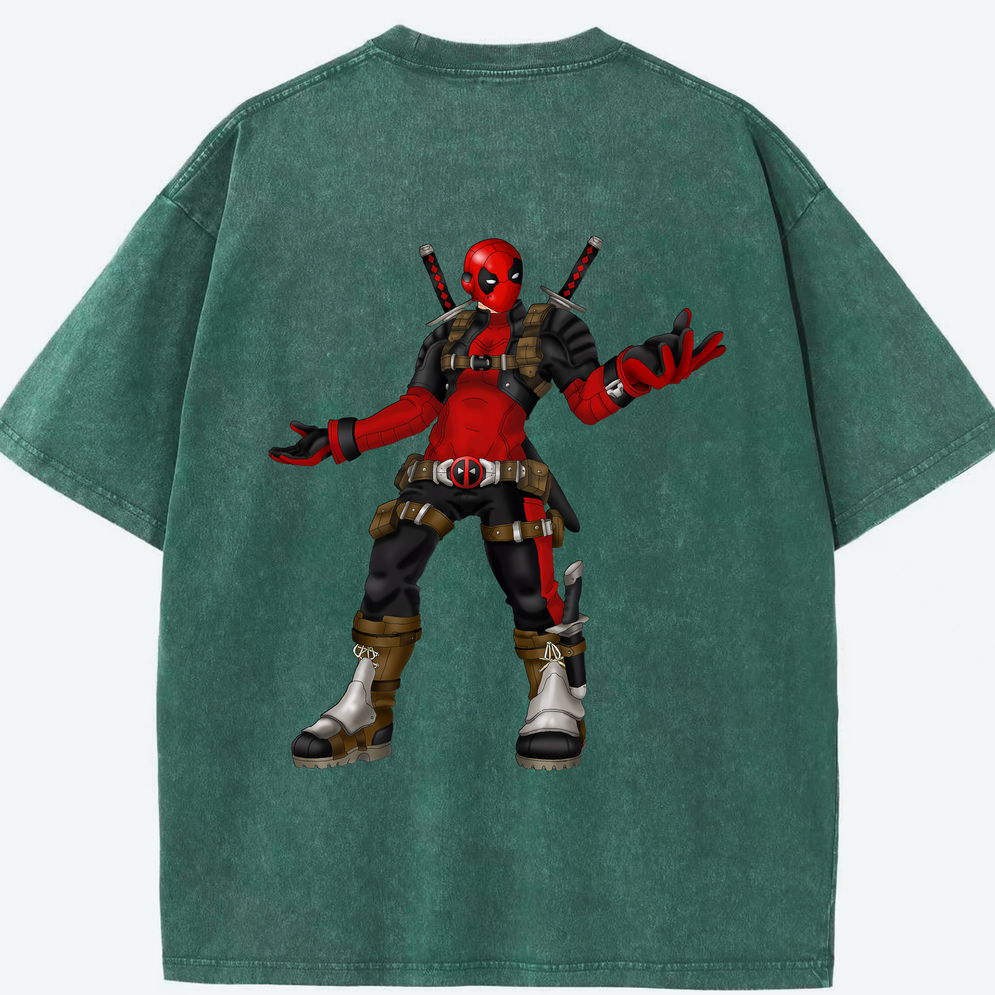 （画像用） Deadpool デッドプール 綿100% ヴィンテージ風 半袖Tシャツ（背面プリント）